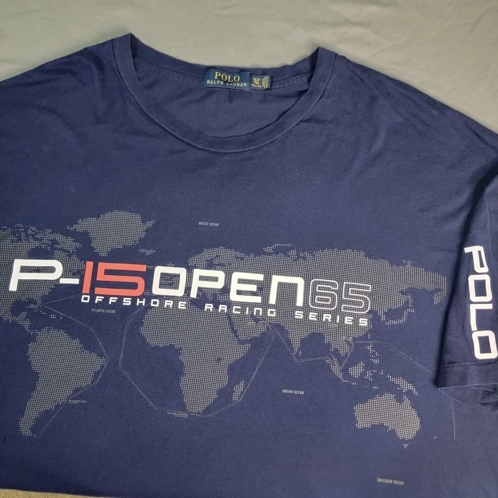 Polo Ralph Lauren P-15 Offshore Sailing Racing Shirt Men's XLT Blue Big & Tall